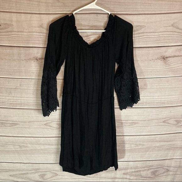YOUNG Fabulous Broke Black Nova Mini Dress with Crochet Sleeves - Picture 7 of 11